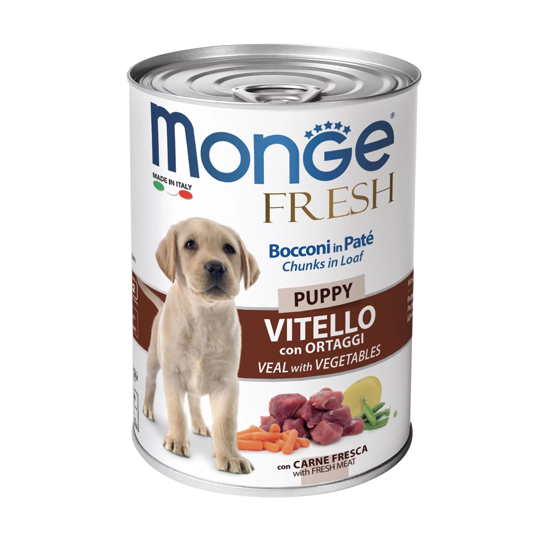 Уцінка! Вологий корм для цуценят Monge Fresh Puppy зі смаком телятиною та овочами, 400 г